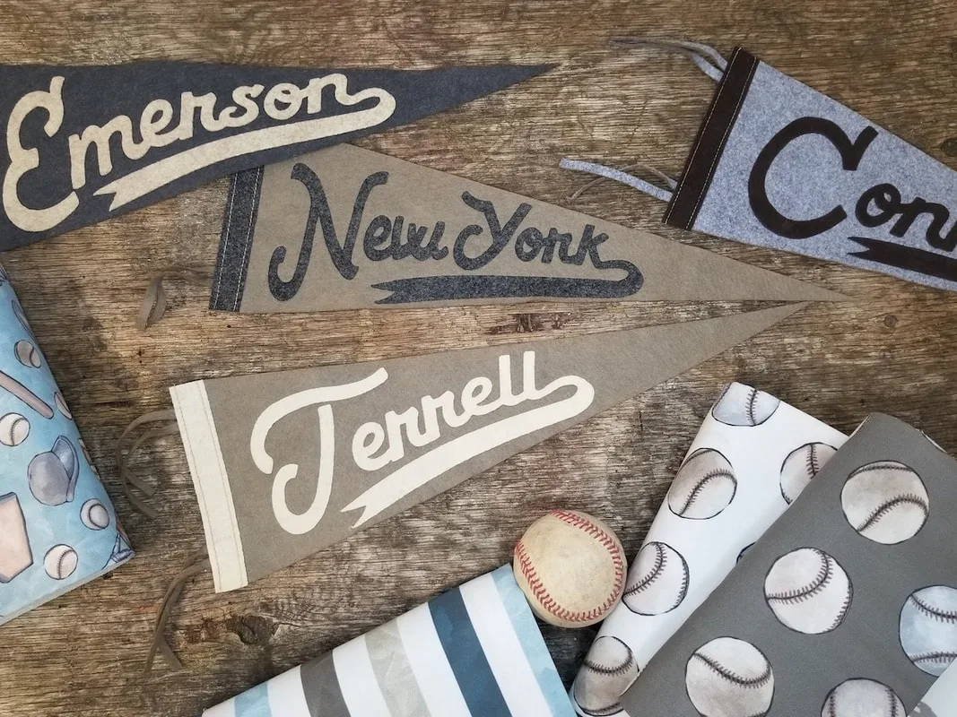 Custom Pennants of wool felt from EmbellishmentsStudio.com