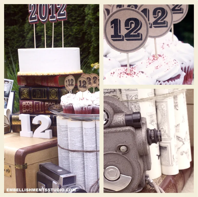 Graduation Party ideas using vintage goods.  Cake table ideas.