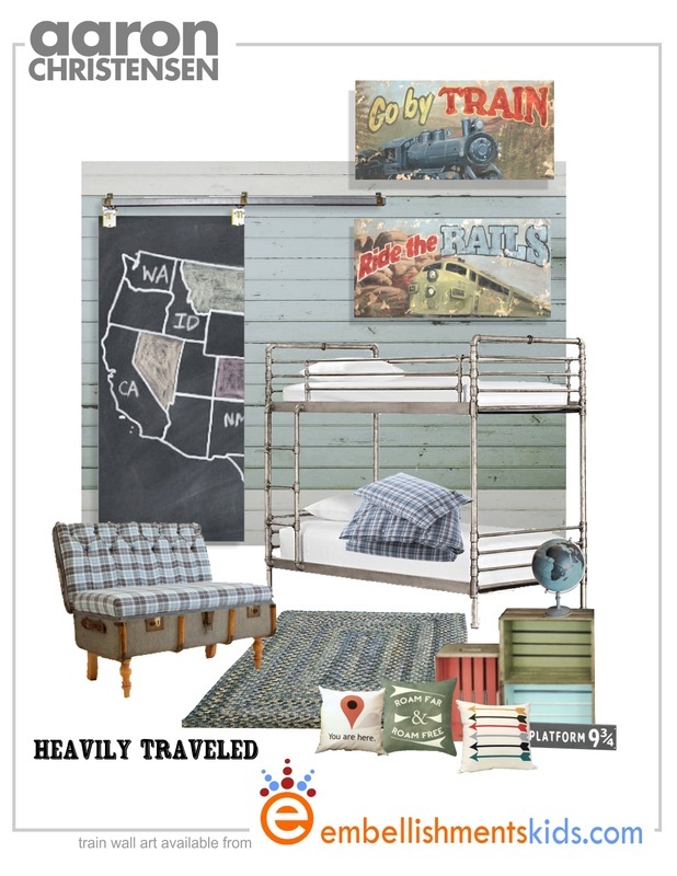 Transportation Train Boys Room Ideas Mood Board featuring Art  by Aaron Christensen, www.embellishmentsstudio.com