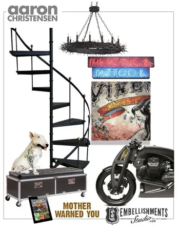 Motorcycle, Rock, Tattoo Mood Board Decor