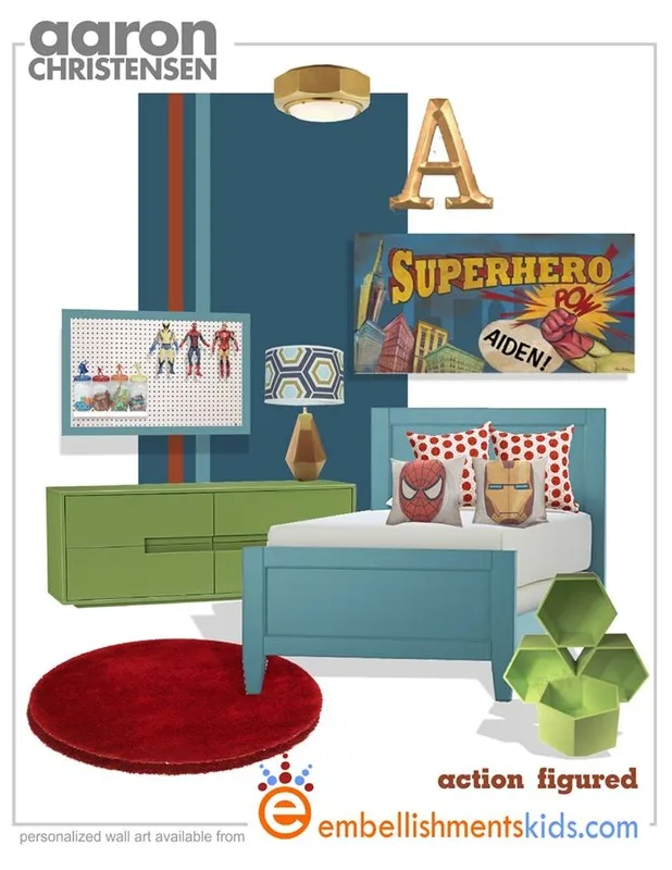 Boys Superhero Room Ideas in a Mood Board