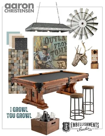 Man Cave Cowboy Western Mood Board Design