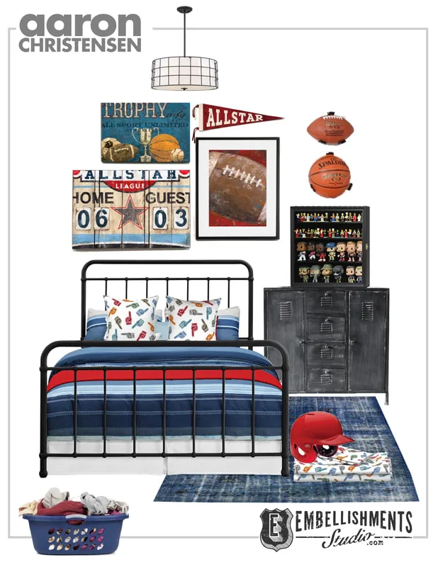 Allstar Sports Wall Art  Decor and Fabric by Aaron Christensen.  Sports ideas for boys, teens and tweens.