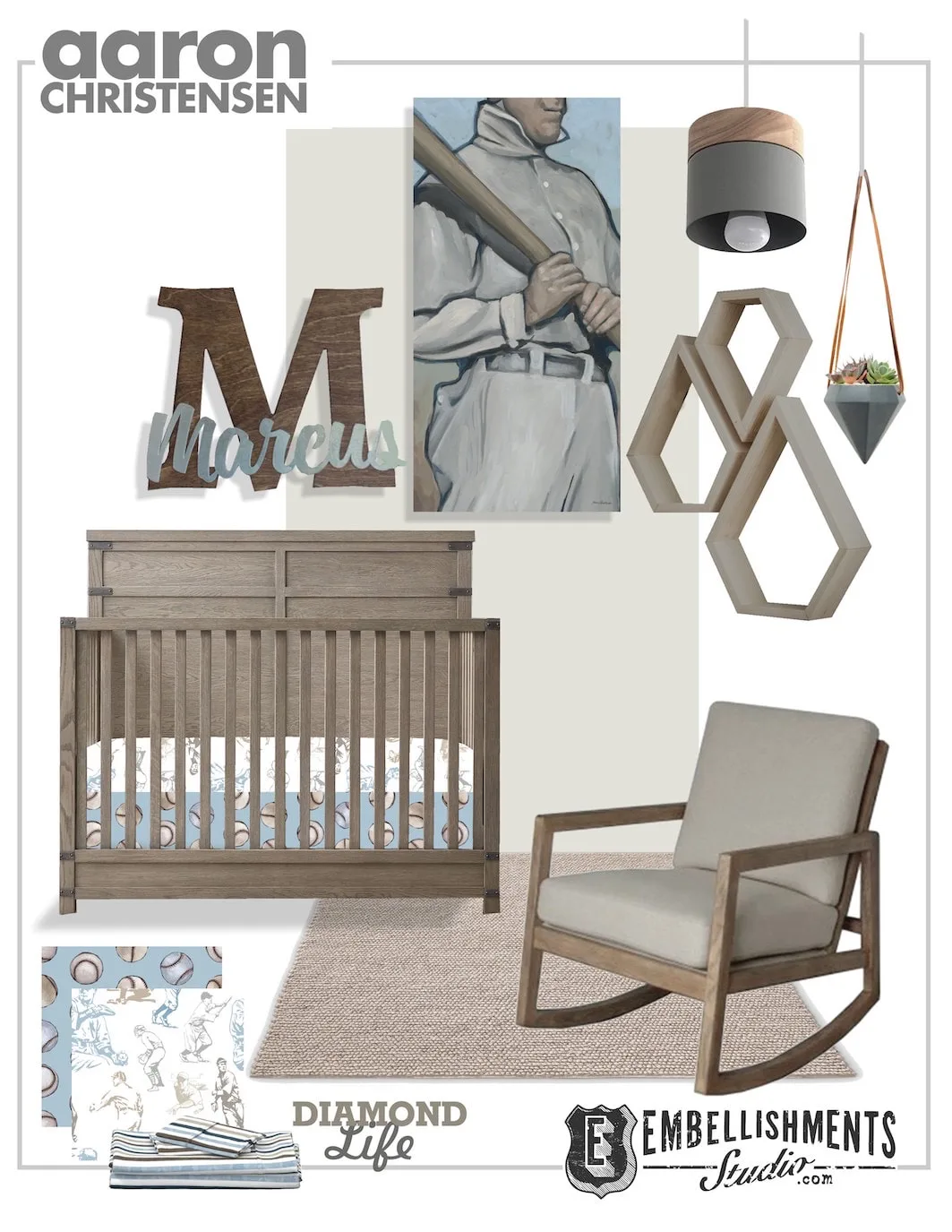 Sports Nursery Ideas for Baseball fans by EmbellishmentsStudio.com