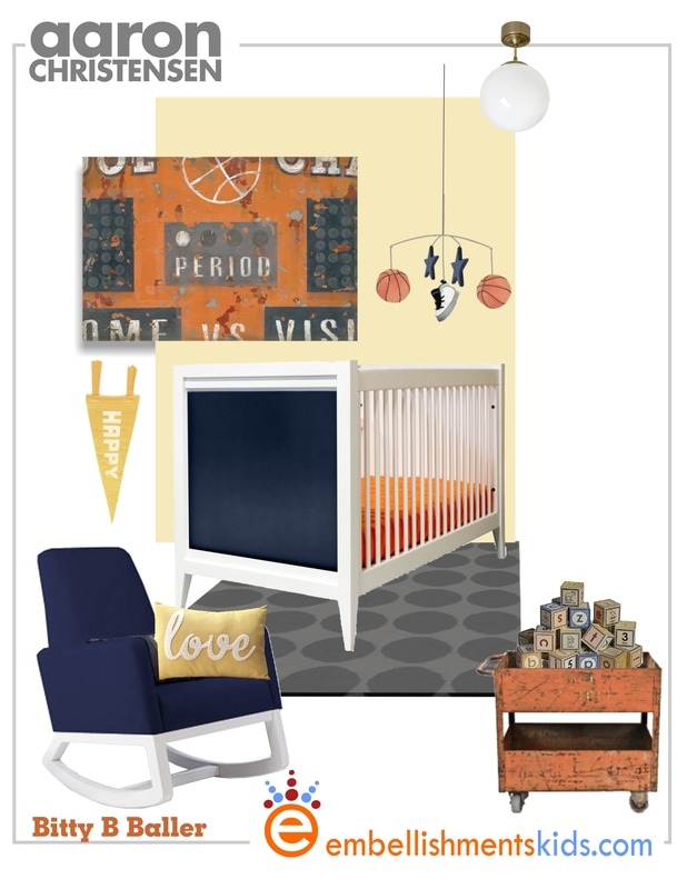 Vintage Sports Basketball Nursery Inspirational Mood Board Ideas and Art by Aaron Christensen