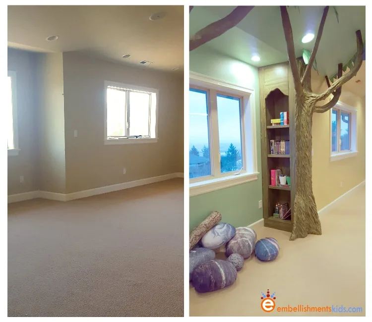 3D sculpted tree bookcase by Aaron Christensen Embellishmentskids.com