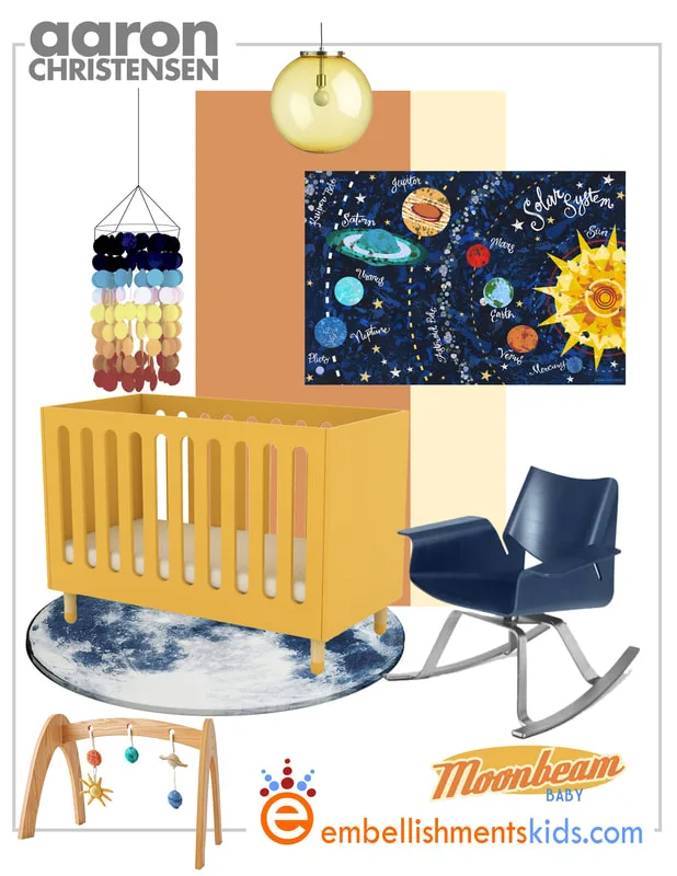 Boys Space & Solar System Bedroom Ideas featuring wall art and decor by Aaron Christensen.  Boys room and nursery ideas.