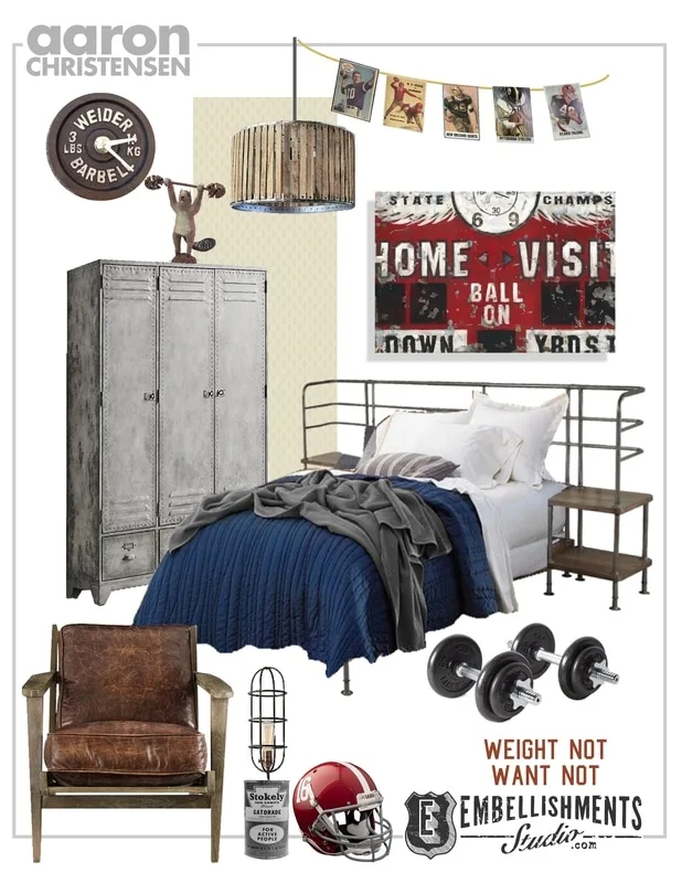 Vintage Sports Football Boys Bedroom Ideas and Art Mood Board by Aaron Christensen
