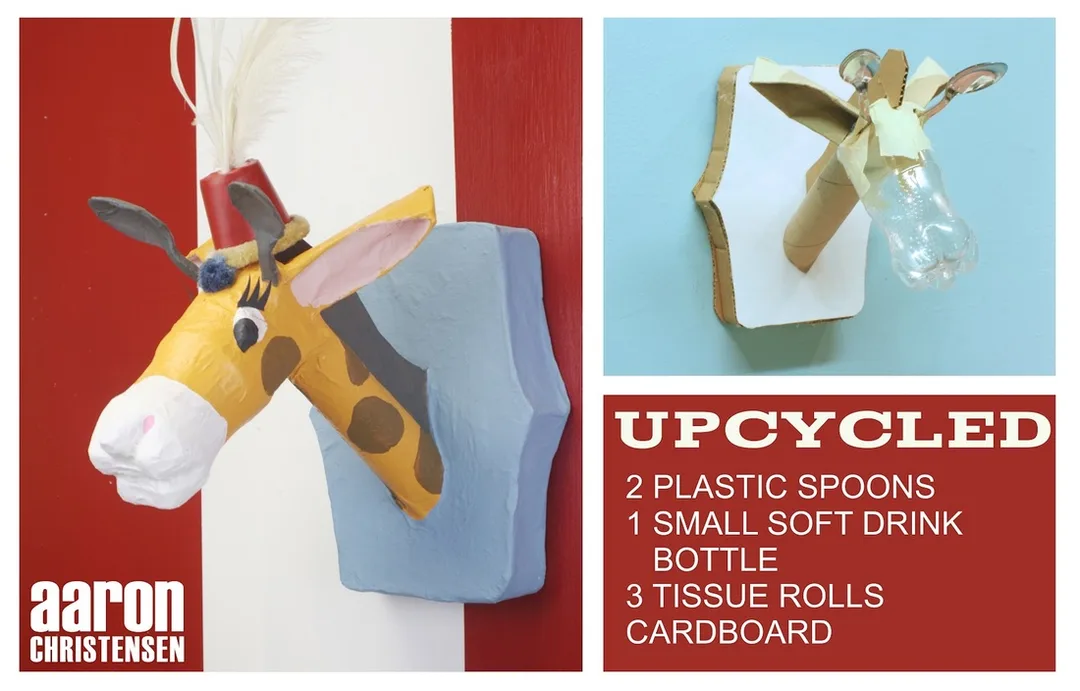 Kids can make faux taxidermy heads using recyclables.