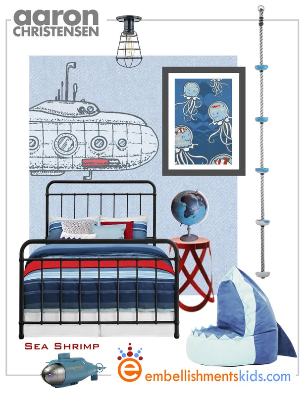 Jellyfish Nautical Wall Art Mood Board for Boys
