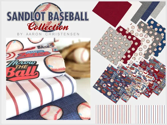 Baseball themed fabric for bedding, decor and crafts.