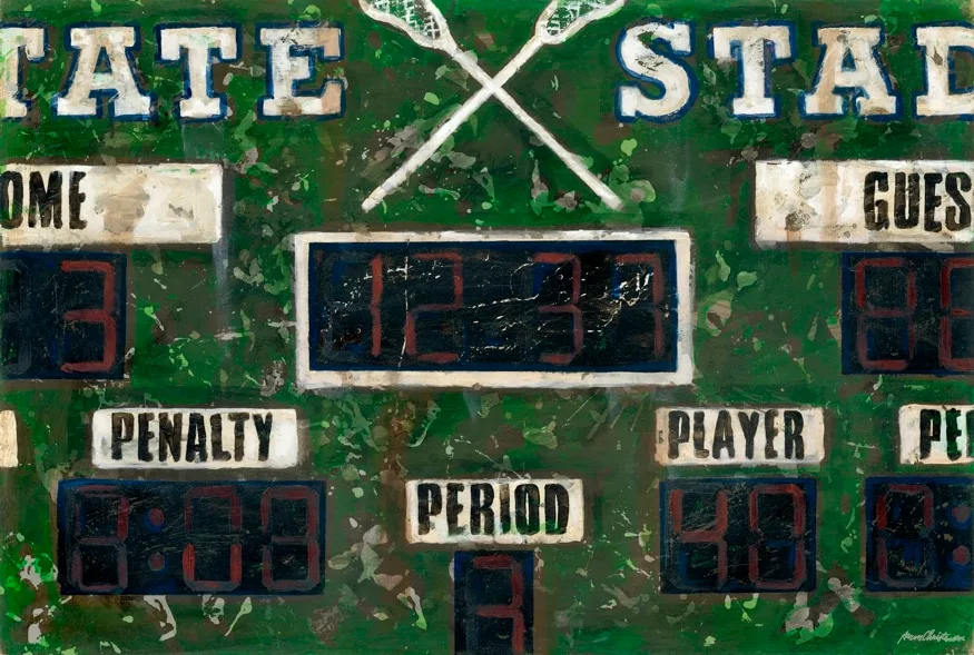 Vintage Sports Scoreboard Lacrosse wall art for boys, teens and home
